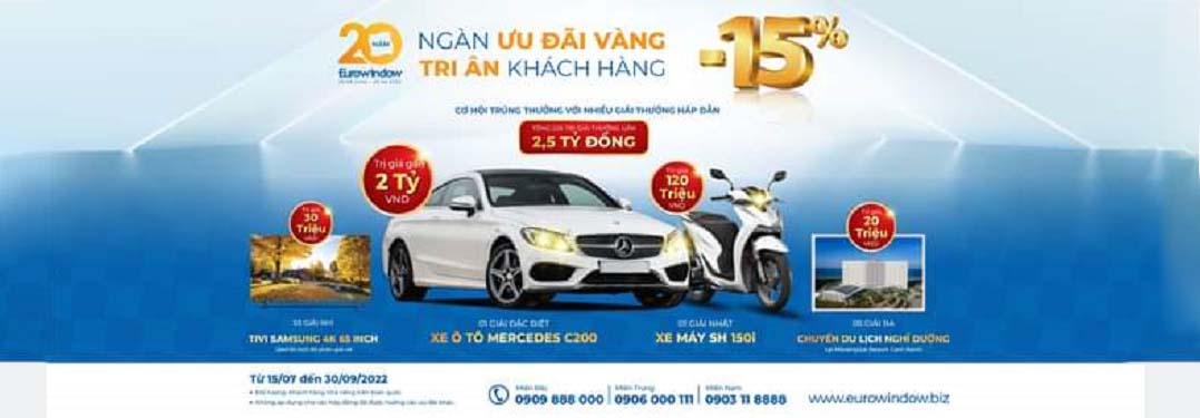 Eurowindow khuyến mãi nhân dịp sinh nhật 20 năm